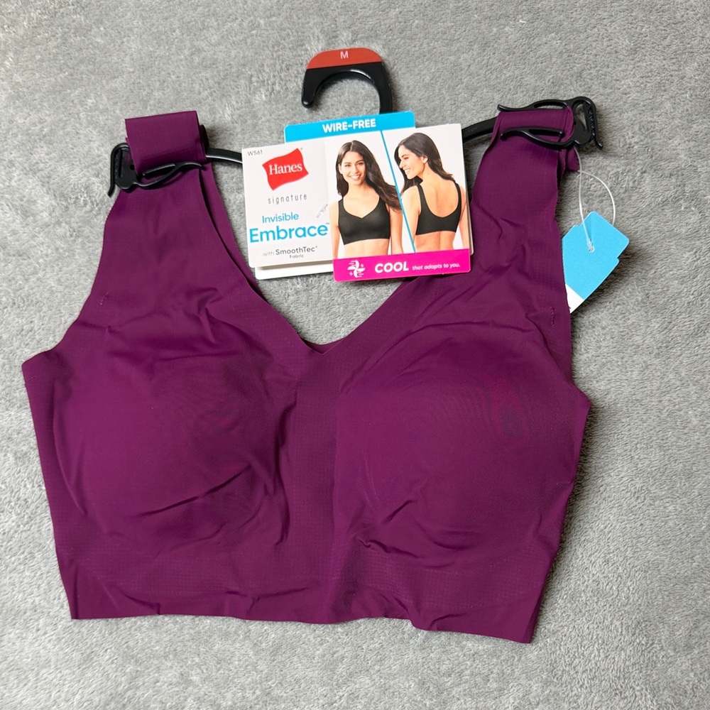Hanes Signature Invisible Embrace Wire-Free Bra in Rich Purple